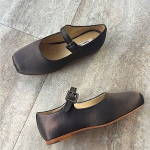 Sandy Liang Pointe Mary Jane Brown Satin Shoes (Size US9/EU40)